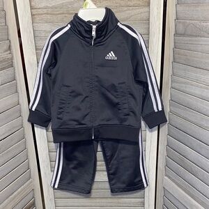 Adidas Gray Tracksuit with White Stripes